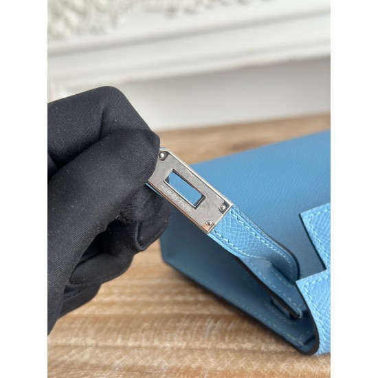 Kylie II mini color sky blue imported epsom leather semi-handmade hand-stitched waxed thread size 19cm Lot of 680