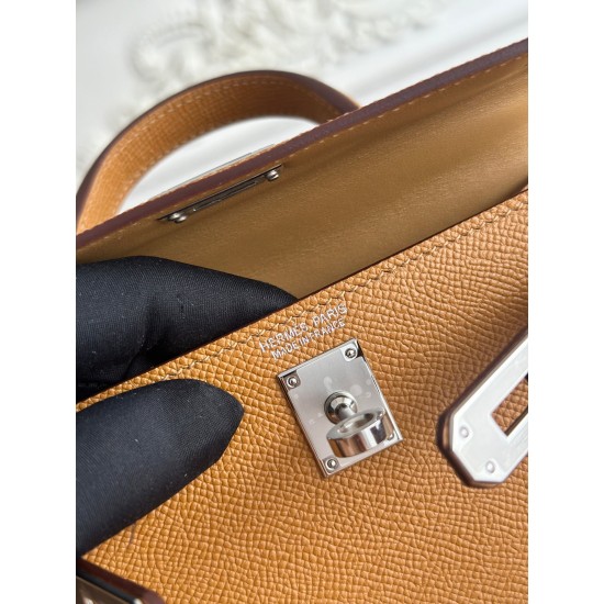 Kylie II mini color cookie color imported epsom leather semi-handmade hand sewing waxed thread size 19cm Lot of 680