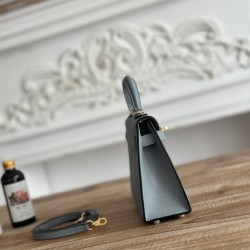 Kylie II mini color linen blue imported epsom leather semi-handmade hand-stitched waxed thread size 19cm Lot of 680