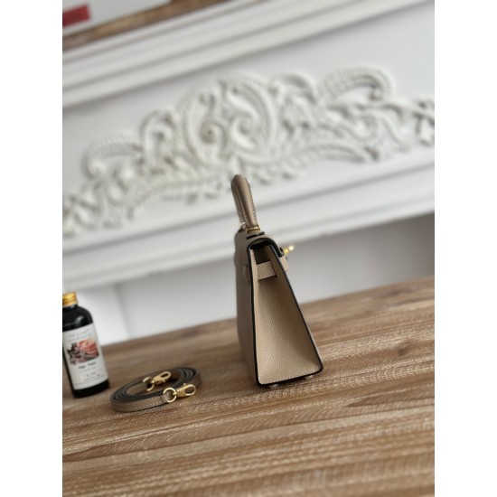 Kylie II mini color trench coat gray imported epsom leather semi-handmade hand-stitched waxed thread size 19cm Lot of 680