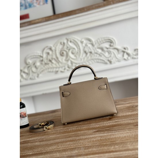 Kylie II mini color trench coat gray imported epsom leather semi-handmade hand-stitched waxed thread size 19cm Lot of 680