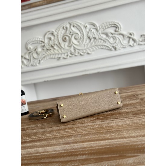 Kylie II mini color trench coat gray imported epsom leather semi-handmade hand-stitched waxed thread size 19cm Lot of 680