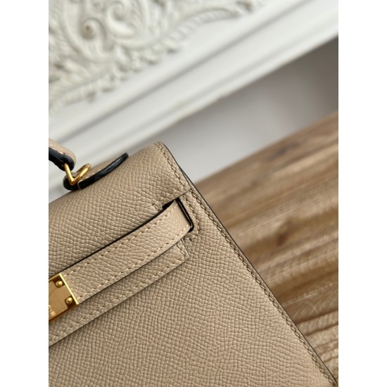 Kylie II mini color trench coat gray imported epsom leather semi-handmade hand-stitched waxed thread size 19cm Lot of 680