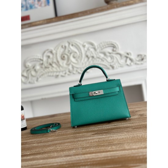 Kylie II mini color Verona green imported epsom leather semi-handmade hand-stitched waxed thread size 19cm Lot of 680
