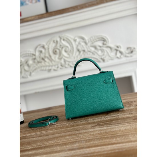 Kylie II mini color Verona green imported epsom leather semi-handmade hand-stitched waxed thread size 19cm Lot of 680