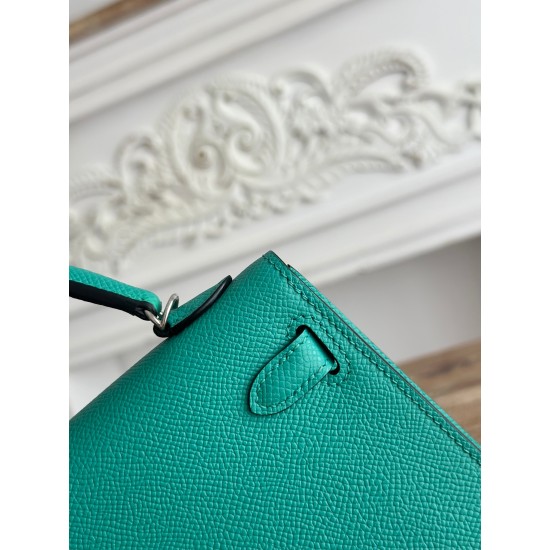 Kylie II mini color Verona green imported epsom leather semi-handmade hand-stitched waxed thread size 19cm Lot of 680