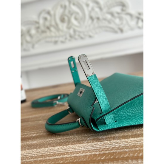 Kylie II mini color Verona green imported epsom leather semi-handmade hand-stitched waxed thread size 19cm Lot of 680