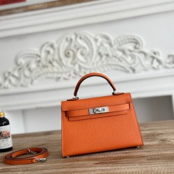 Kylie II mini color orange imported epsom leather semi-handmade hand-stitched waxed thread size 19cm Lot of 680