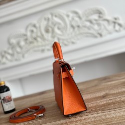 Kylie II mini color orange imported epsom leather semi-handmade hand-stitched waxed thread size 19cm Lot of 680