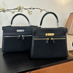 Kelly lakis kelly 2832 two sizes gold and silver buckle double zipper pocket design is also too chic ah swift leather half hand waxed stitching all stainless steel hardware subtle glossy feeling hand carry or shoulder carry is very elegant daily commuting