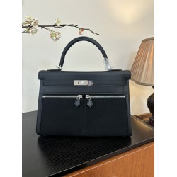 Kelly lakis kelly 2832 two sizes gold and silver buckle double zipper pocket design is also too chic ah swift leather half hand waxed stitching all stainless steel hardware subtle glossy feeling hand carry or shoulder carry is very elegant daily commuting