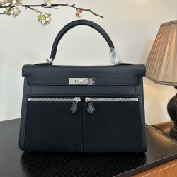 Kelly lakis kelly 2832 two sizes gold and silver buckle double zipper pocket design is also too chic ah swift leather half hand waxed stitching all stainless steel hardware subtle glossy feeling hand carry or shoulder carry is very elegant daily commuting