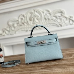 Kylie II mini color haze blue imported epsom leather semi-handmade hand-stitched waxed thread size 19cm Lot of 680