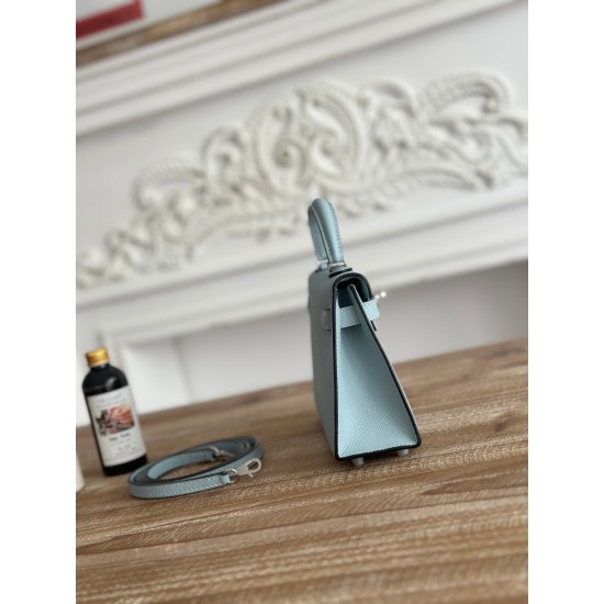 Kylie II mini color haze blue imported epsom leather semi-handmade hand-stitched waxed thread size 19cm Lot of 680