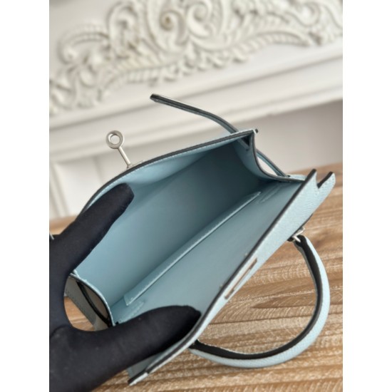 Kylie II mini color haze blue imported epsom leather semi-handmade hand-stitched waxed thread size 19cm Lot of 680