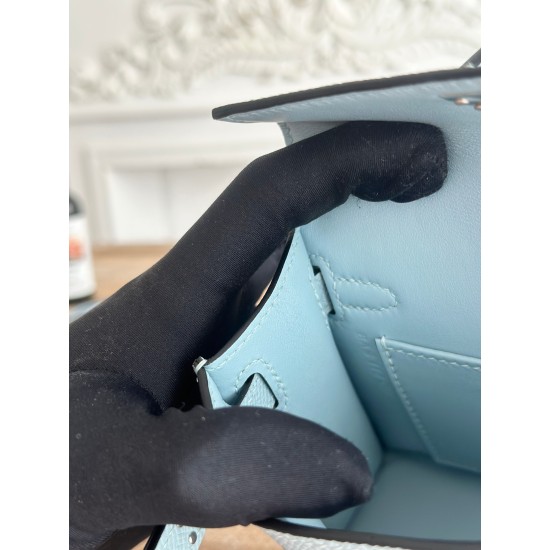 Kylie II mini color haze blue imported epsom leather semi-handmade hand-stitched waxed thread size 19cm Lot of 680