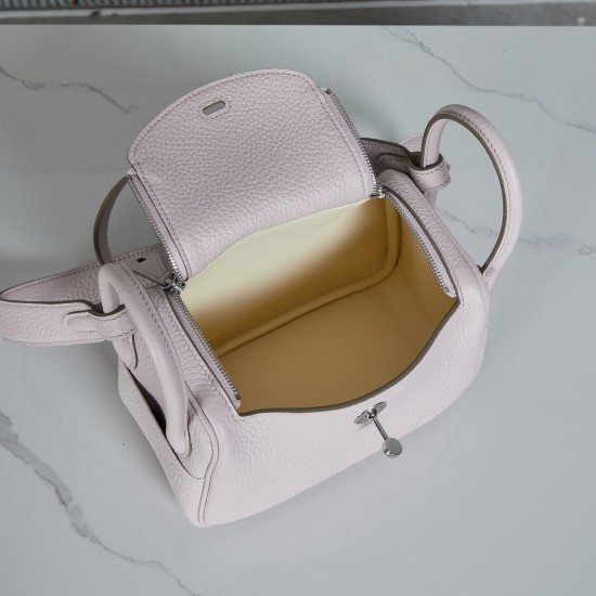 Batch 1700 spot LindyMini19 dream pink purple silver buckle pair version handmade imported waxed thread sewing with the Italian original side oil Tc cowhide hand-beaten copper nails hand-engraved font market absolute absolute son batch 540