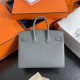 Lot 1111 Birkin Outside Sewn 25cm epsom leather 0L Gris Meyer Cumulonimbus Gray Gold Buckle Phw Fully Handmade Beeswax Thread Sewn