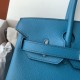 Spot Birkin 30cm Imported Epsom Leather Handmade Waxed Stitching Lake Blue Gold and Silver Button One color can be customized Oh Batch 1234