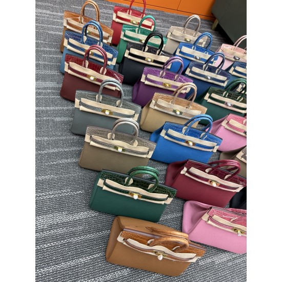 In stock touch BK25 Togo leather with high gloss crocodile platinum 25cm fully hand stitched with waxed thread Full steel hardware Lined with goat skin