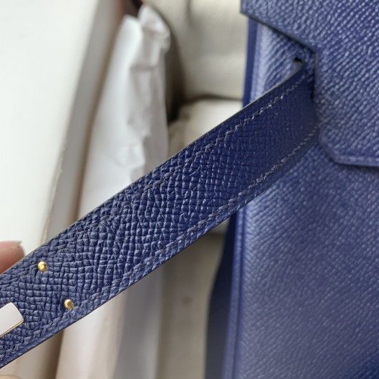 Spot Birkin 30cm Imported Epsom Leather Handmade Waxed Stitching Blue Gold and Silver Button One color can be customized Oh Batch 1234