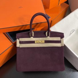 Birkin 30cm Suede 57 Bordeaux Bordeaux Wine Red Ghw Handmade Beeswax Thread Sewing Casual Lazy Soft Soft Sticky Too Gentle Too Temperament Very Suitable For Fall And Winter Season Batch 1600