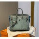New Birkin Lace Platinum 25cm Original Imported Suede Swift Leather Togo Leather Green Gray Blue Silver Buckle Limited Edition Counter synchronization Handmade beeswax thread stitching Pure steel hardware High-end customized batch 1600