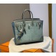 New Birkin Lace Platinum 25cm Original Imported Suede Swift Leather Togo Leather Green Gray Blue Silver Buckle Limited Edition Counter synchronization Handmade beeswax thread stitching Pure steel hardware High-end customized batch 1600