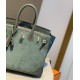 New Birkin Lace Platinum 25cm Original Imported Suede Swift Leather Togo Leather Green Gray Blue Silver Buckle Limited Edition Counter synchronization Handmade beeswax thread stitching Pure steel hardware High-end customized batch 1600