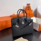 Lot 1111 Birkin Outside Sewn 30cm epsom leather Ck89 Noir Black Silver Buckle Phw Fully Handmade Beeswax Thread Sewing