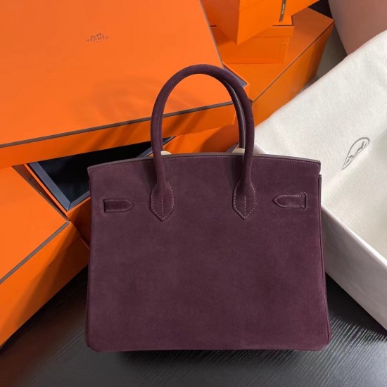 New Birkin platinum 30cm original imported suede Bordeaux burgundy gold buckle counter synchronization handmade beeswax thread sewing pure steel hardware high-end customized batch 1600