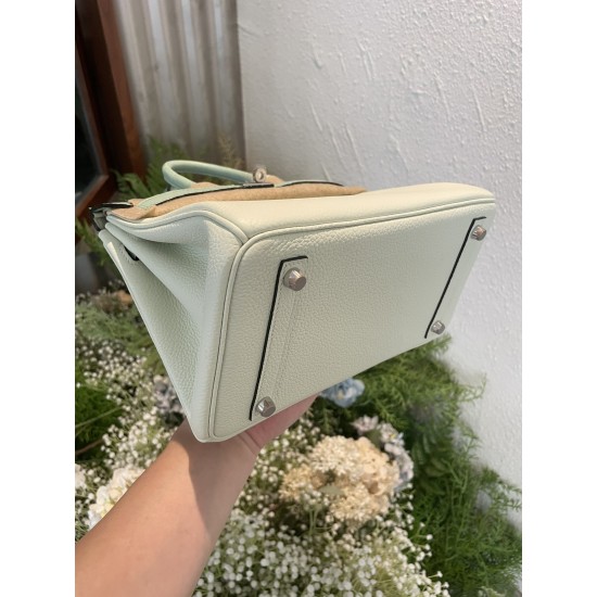 P1234 in stock touch BK25cm platinum Togo leather with high-gloss crocodile platinum hand-stitched waxed thread All-steel hardware Lining goatskin