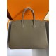 Lot of 1111 Birkin 40cm Imported Togo Leather Elephant Gray Gold Button Waxed Line