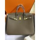 Lot of 1111 Birkin 40cm Imported Togo Leather Elephant Gray Gold Button Waxed Line