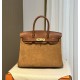 New Birkin Platinum 30cm Original imported suede Swift leather gold brown gold buckle counter synchronization handmade beeswax thread sewing pure steel hardware high-end custom batch 1600