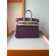 In stock touch BK25 anemone purple togo leather with high gloss crocodile platinum 25cm full hand-stitched waxed thread full steel hardware lining goat skin