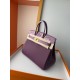 In stock touch BK25 anemone purple togo leather with high gloss crocodile platinum 25cm full hand-stitched waxed thread full steel hardware lining goat skin