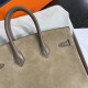 New Birkin Platinum 25cm Original Imported Suede Swift Leather Elephant Gray Silver Buckle Counter synchronization Handmade beeswax thread sewing Pure steel hardware High-end customized batch 1600