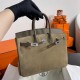 New Birkin Platinum 25cm Original Imported Suede Swift Leather Elephant Gray Silver Buckle Counter synchronization Handmade beeswax thread sewing Pure steel hardware High-end customized batch 1600