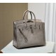 New Birkin Platinum 25cm Original Imported Suede Khaki Silver Buckle Counter Synchronization Handmade Beeswax Thread Sewing Pure Steel Hardware High-end Customized Batch 1600