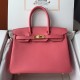 Spot Birkin 30cm Imported Epsom Leather Handmade Waxed Stitching Lipstick Pink Gold Silver Button One Color Accepts Customized Oh Batch 1234
