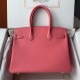 Spot Birkin 30cm Imported Epsom Leather Handmade Waxed Stitching Lipstick Pink Gold Silver Button One Color Accepts Customized Oh Batch 1234
