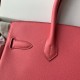 Spot Birkin 30cm Imported Epsom Leather Handmade Waxed Stitching Lipstick Pink Gold Silver Button One Color Accepts Customized Oh Batch 1234