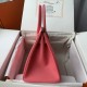Spot Birkin 30cm Imported Epsom Leather Handmade Waxed Stitching Lipstick Pink Gold Silver Button One Color Accepts Customized Oh Batch 1234
