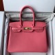 Spot Birkin 30cm Imported Epsom Leather Handmade Waxed Stitching Lipstick Pink Gold Silver Button One Color Accepts Customized Oh Batch 1234