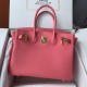 Spot Birkin 30cm Imported Epsom Leather Handmade Waxed Stitching Lipstick Pink Gold Silver Button One Color Accepts Customized Oh Batch 1234