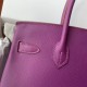 Spot Birkin 30cm Imported Epsom Leather Handmade Wax Stitching Anemone Purple Gold Silver Buckle One color can be customized Oh Batch 1234
