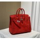 New Birkin platinum 25cm original imported suede Ferrari red silver buckle counter synchronization handmade beeswax thread sewing pure steel hardware high-end customized batch 1600