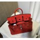 New Birkin platinum 25cm original imported suede Ferrari red silver buckle counter synchronization handmade beeswax thread sewing pure steel hardware high-end customized batch 1600