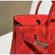 New Birkin platinum 25cm original imported suede Ferrari red silver buckle counter synchronization handmade beeswax thread sewing pure steel hardware high-end customized batch 1600